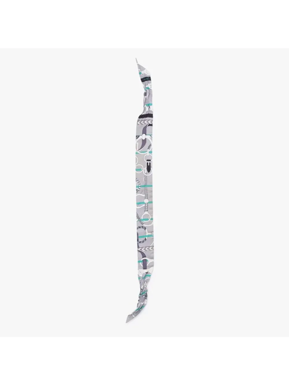 Hermes Twilly Horseback Equipment Gray Multicolor Scarf
